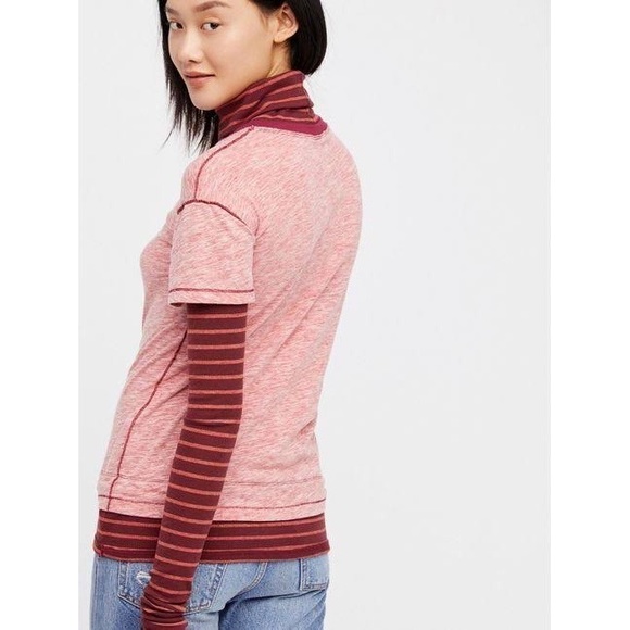 FREE PEOPLE NWOT Mixed Media Piper Two-Fer Tee XS - Picture 2 of 8